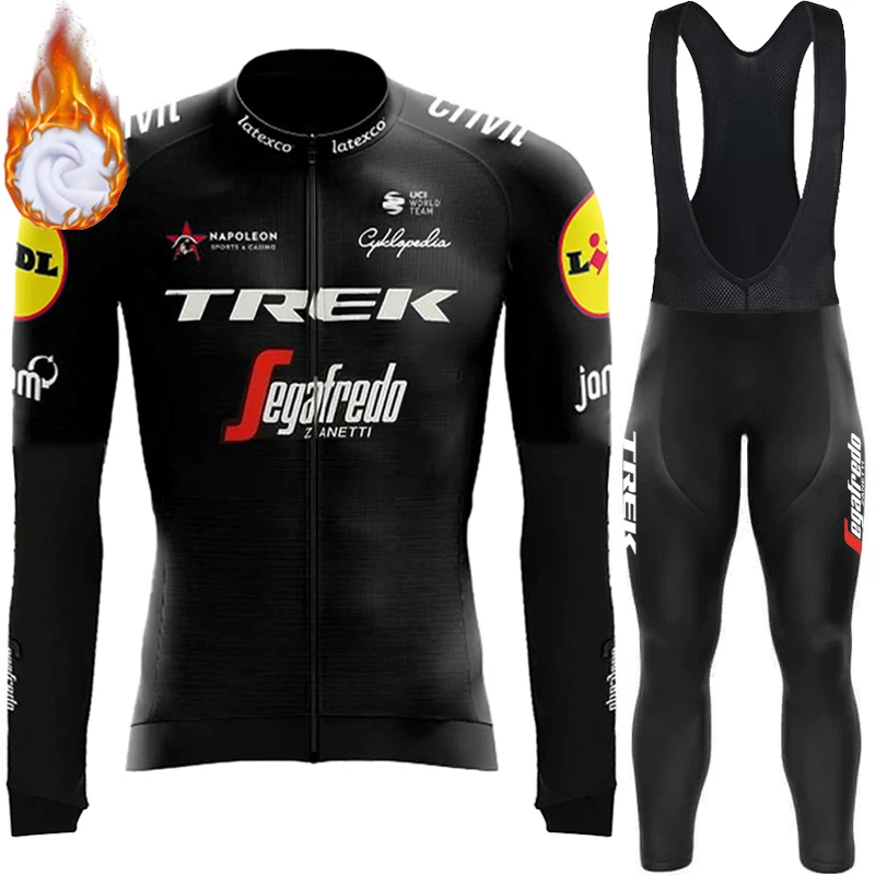 Men's Cycling Outfit Set Tricuta Man Sports Winter Thermal Fleece Jersey Triatlon TREK Sportswear Suit 2024 Bib Mtb Costume Bike