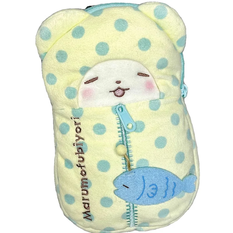 Sanrio Anime Marumofubiyori Plush Pencil Case Kawaii Blanket Bear Pen Pouch Student Desktop Storage Bag Student Stationery Gift