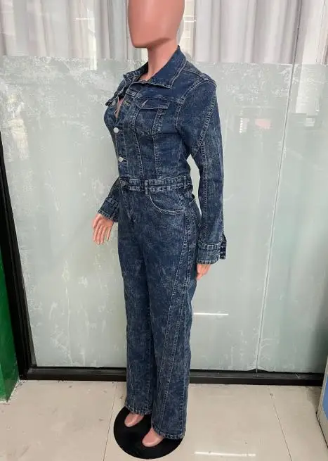 

Женские модные длинные комбинезоны, новый стиль, женский свободный эластичный джинсовый комбинезон с длинными рукавами и жареными цветами в стиле пэчворк