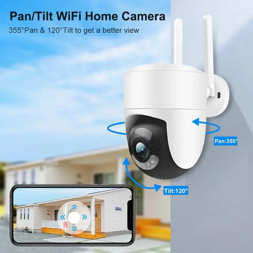 Imagem -03 - Tuya 6mp Câmera ip 2.4g 5g Banda Dupla Wifi Câmeras de Segurança em Casa ao ar Livre à Prova Impermeável Água Detecção Movimento Cctv Câmera Vigilância Vídeo