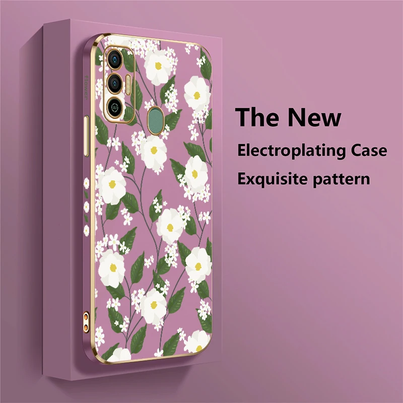 حافظة هاتف لهاتف انفينيكس تكنو سبارك 7T 5 Air 5 6 Go 2024 20 20C 7 8 10 Pro 8C غطاء بنمط أوراق الزهور المقاومة للصدمات #3