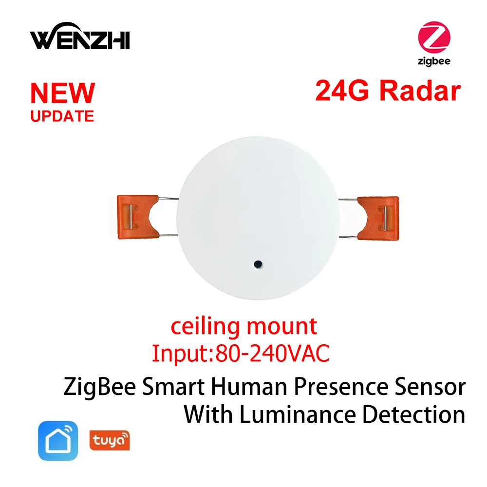 ZigBee Wifi MmWave Menselijke aanwezigheid Bewegingssensor met helderheid/afstandsdetectie 5/110/220V Tuya Smart Life Domotica