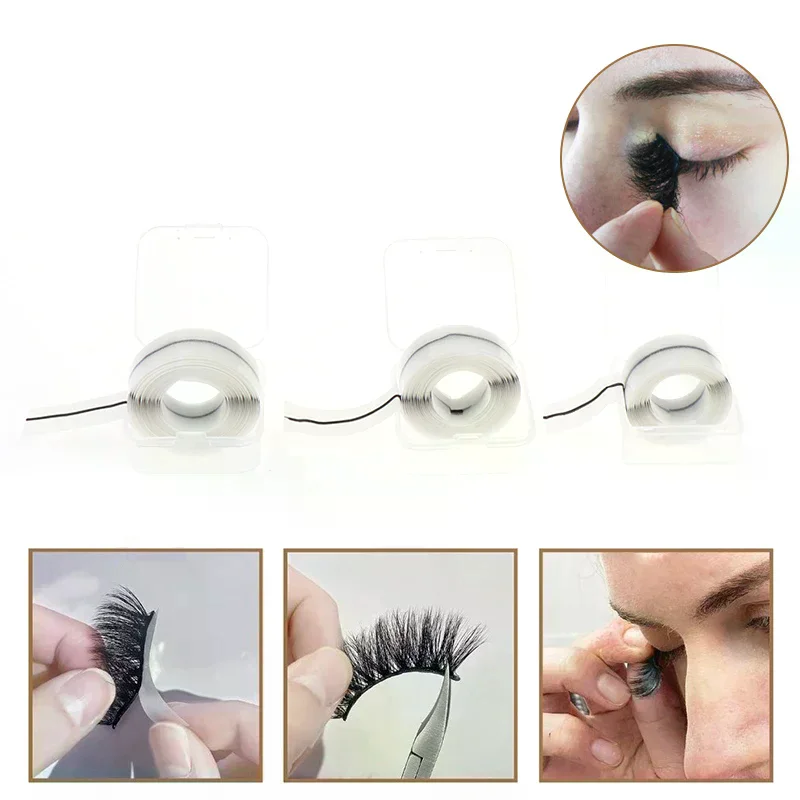 Selbstklebender Ersatzstreifen für falsche Wimpern mit Box, wiederverwendbar und wasserfest, natürlich aussehende und langlebige Make-up-Werkzeuge