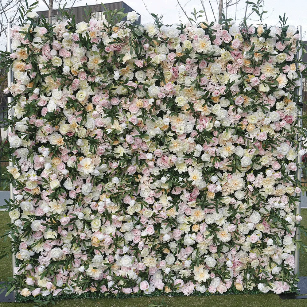 

Wedding Supplier Silk Wedding Flower Wall Backdrop Wedding Decoration Pink Artificial Flower Wall For Event Decor