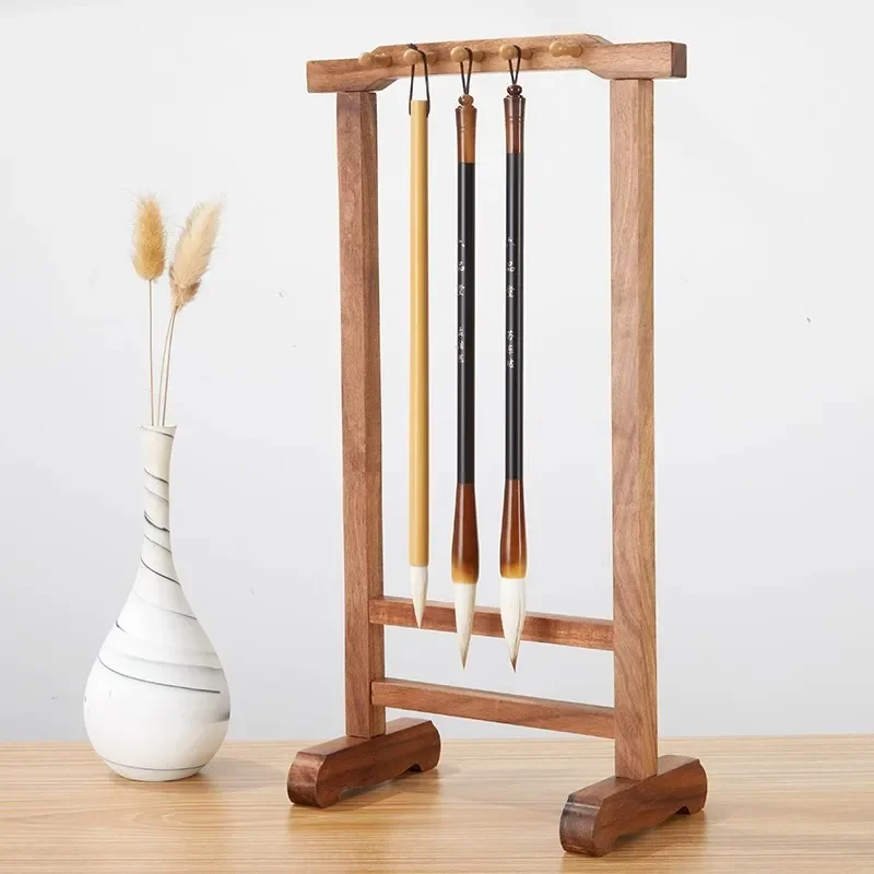 Ancient Chinese Style Wood Pen Holder for Writing And Painting Desktop Calligraphy Art Tool Desktop Decorative Paint Brush Stand