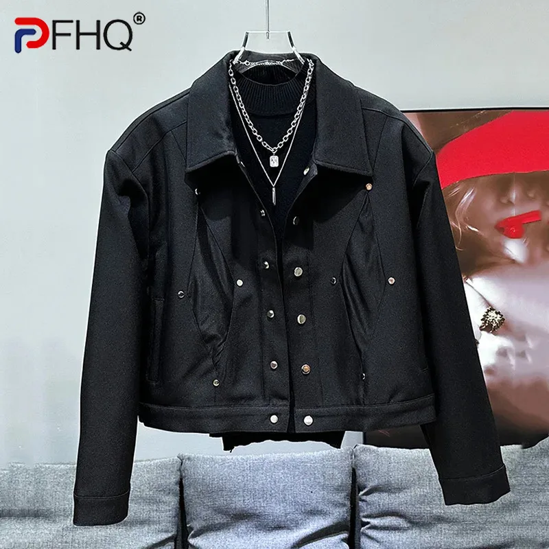 

PFHQ 2024 Summer New Mesh Splicing Design Men's Versatile Short Coat Popular Metal Decoration Design Jacket Casual 21Z5408