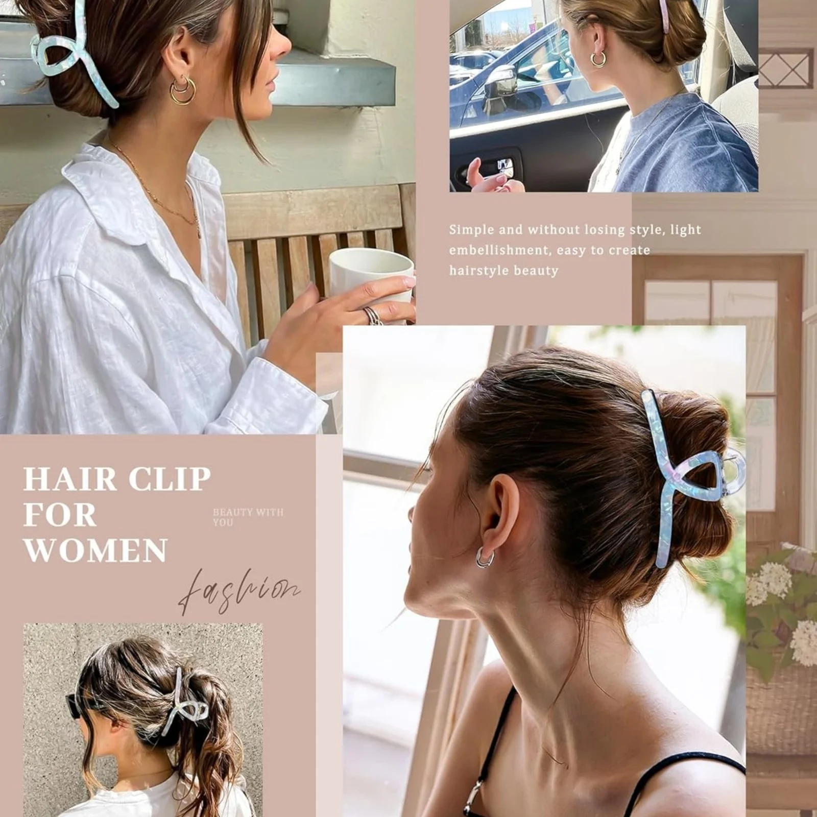 1 Stück schillerndes Band – geformtes Haarklammern-Set, 4 Pastellfarben, stilvolle Haarklammern für Frauen, schicke Hochsteckfrisur-Accessoires – Detail 5