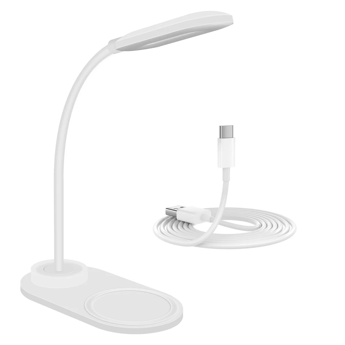 

Dimmable LED Desk Lamp with Wireless Charger, Wireless Charging Desk Light Flexible Rotation Press Control Night Light