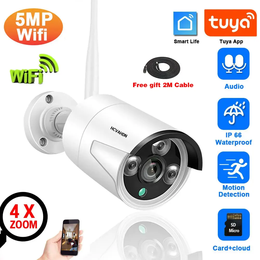 

5MP HD Tuya Bullet WiFi Camera Outdoor with Waterproof Protection for Reliable CCTV Video Surveillance and Smart Life IP Cam