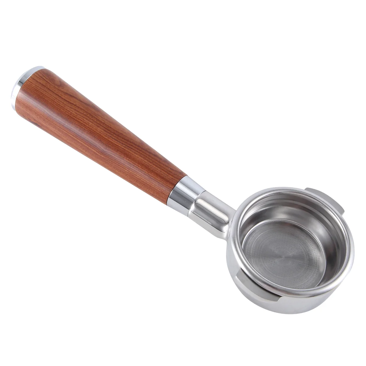 A58E-58mm Double Ear Coffee Machine Filter Holder E61 Bottomless Portafilter with Wooden Handle Style F