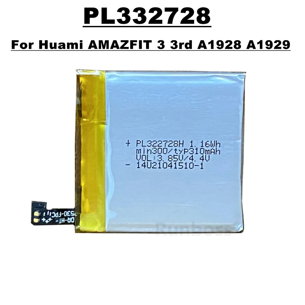New Original 3.8V 310mAh PL332728H 332728H Battery For Huami AMAZFIT 3 3rd A1928 A1929 Smart Watch