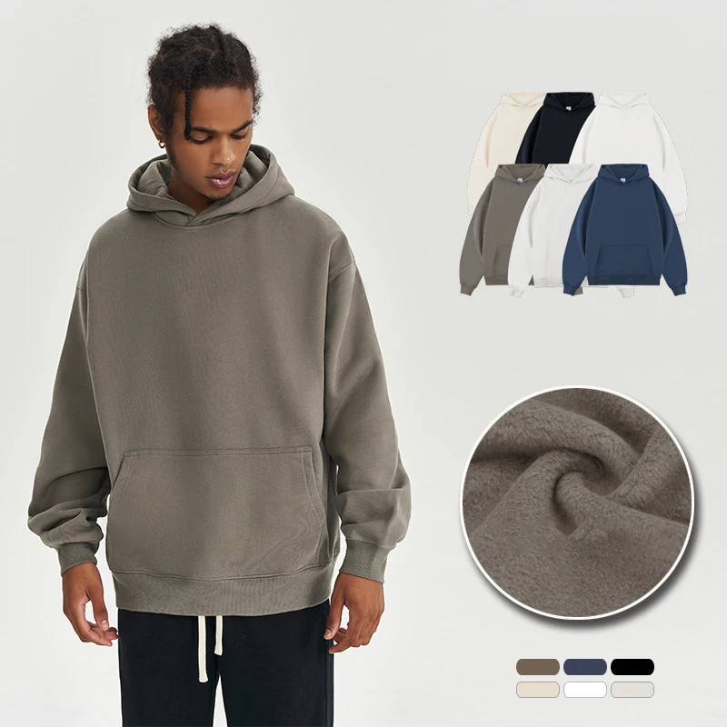 

8 Colors 2023 Autumn/Winter 450GSM Velvet Hoodie Solid Color Loose and Thick Fashion Hoodie Men's Clothing