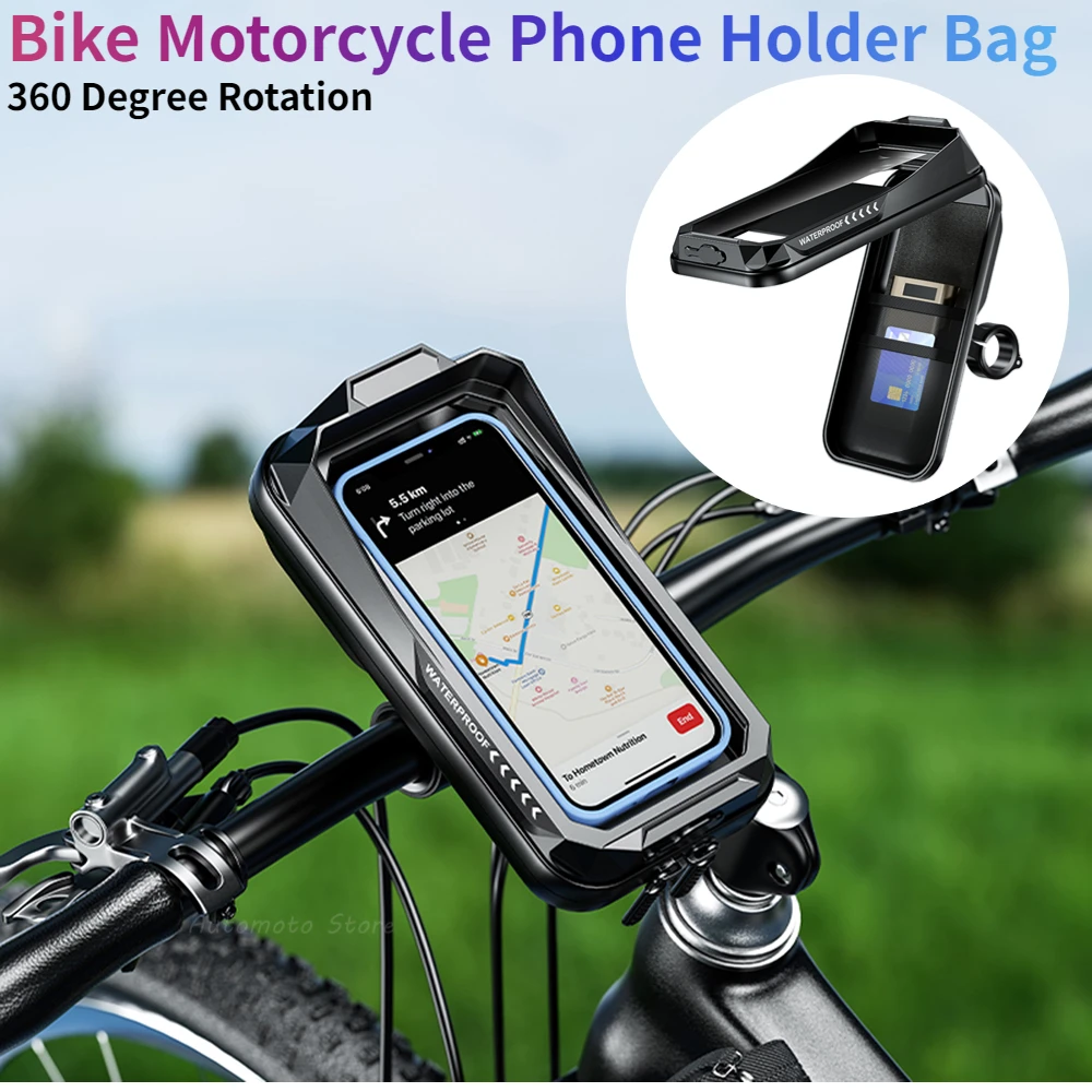 Bicycle Handlebar Stand Waterproof Bike Phone Holder Wall Motorcycle Handlebar Mount Bag for iPhone Samsung Phone Support