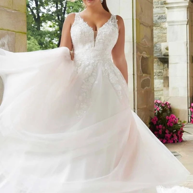 Simple White Elegant Sweetheart Ball Gown Sequin Flower Decal Wedding Dress With Decoration A-line Bridal Gowns Customized