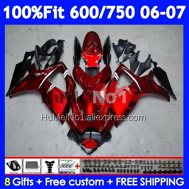 Metallic Red Injection Body For SUZUKI GSXR-750 GSXR 600 750 104No.0 GSXR-600 K6 750CC GSXR600 GSXR750 06 07 2006 2007 Fairing