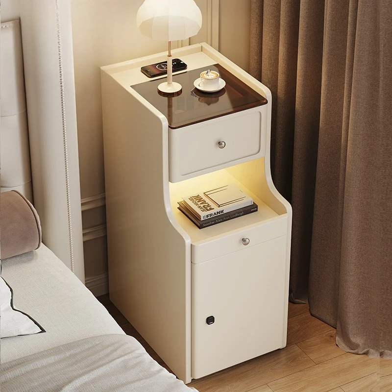 

Bedside table Simple modern with storage cabinet Simple bedroom Cream wind Bedside small cabinet Locker Shelf
