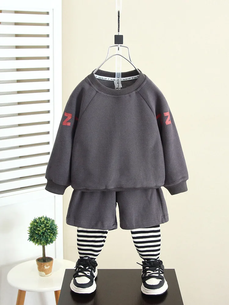 Baby Boy Girls Spring Sports Suit Kids Clothes Sets Bear Print Sweatshirt + Sweatpants Children Autumn Cotton Casual Sportswear