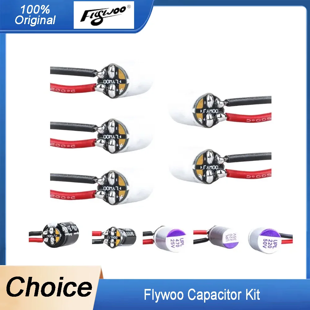 

Комплект конденсаторов Flywoo (UNICON UPL/RUBYCON) - 25/35/50 В 220/470 мкФ, с печатной платой для пайки