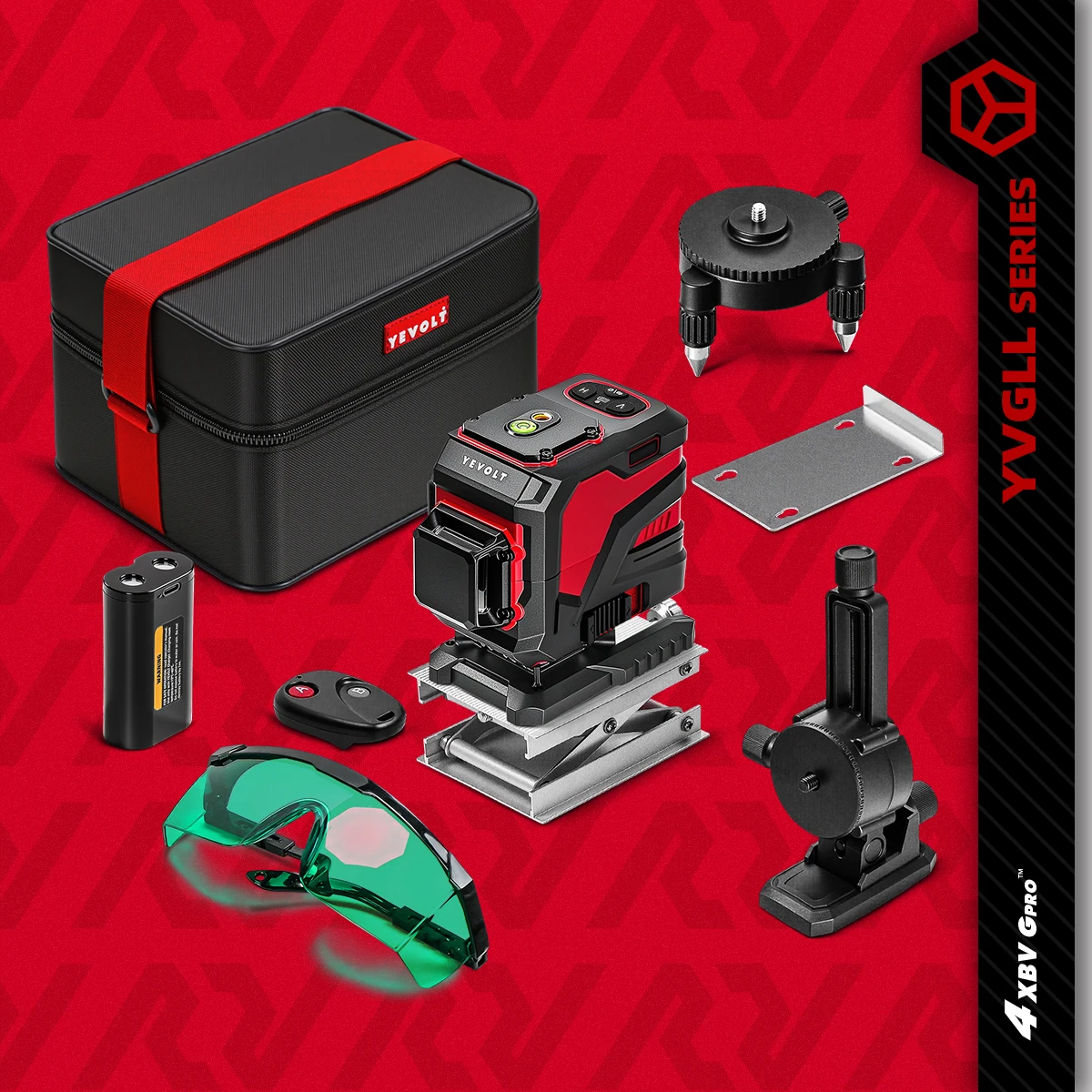 

YEVOLT YVGLL4XS12T Multi-Axis 12-Line Cross Line Laser Level ±4° Self-Leveling Marble Floor Layout High Precision 30m Range