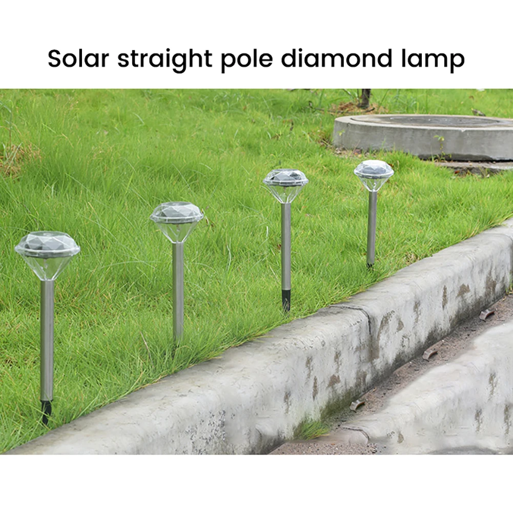 Solar Stake Lights 4 Pack Solar Outdoor Lights With Solar Panel Automatic On/off IP65 Waterproof LED Diamond Solar Light