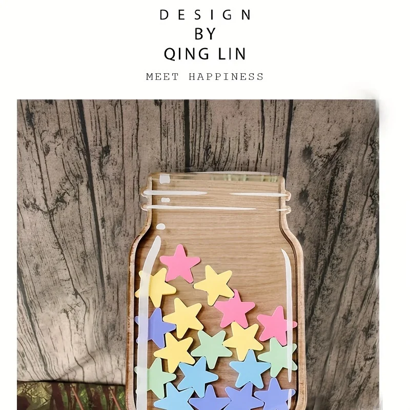 Classroom Star Reward Jar With Cool Teaching Stickers - Wooden, Perfect For Home & School Motivation