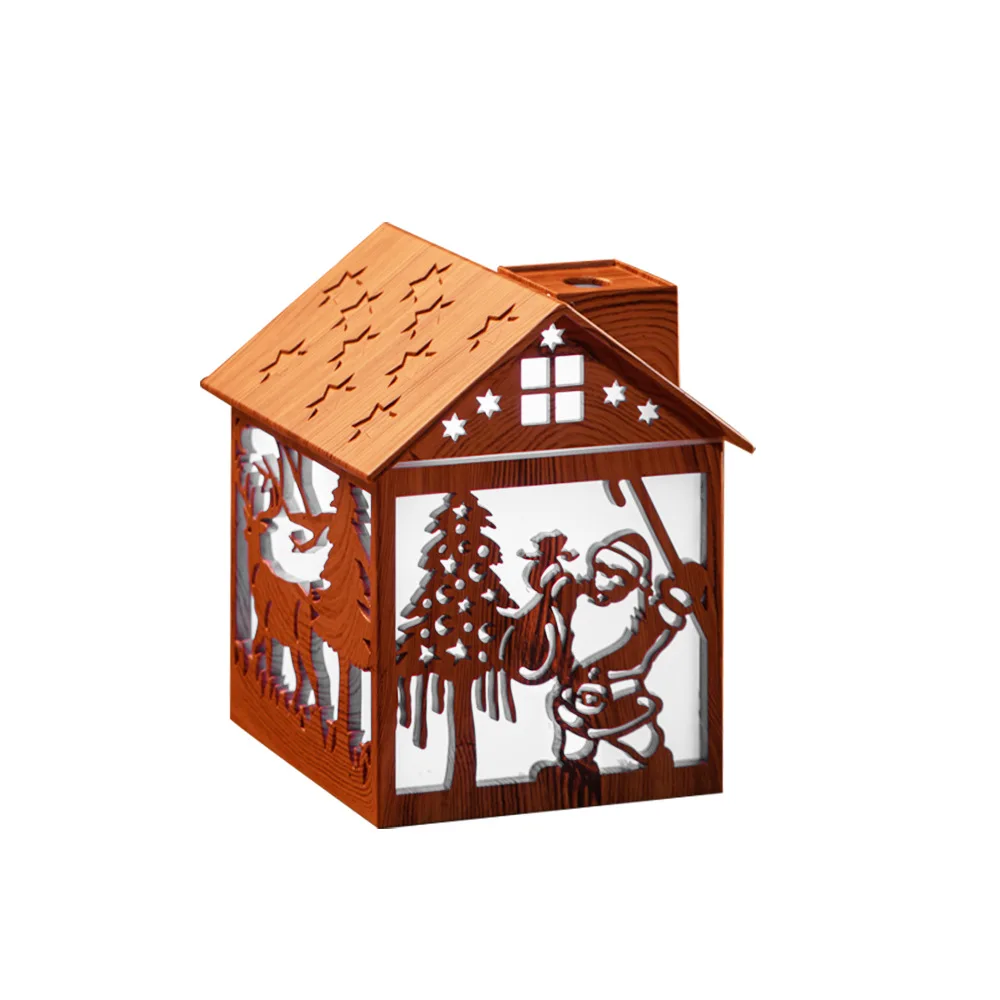 Wooden house humidifier colorful night light home dormitory bedside desktop atmosphere hydrating moisturizing large spray