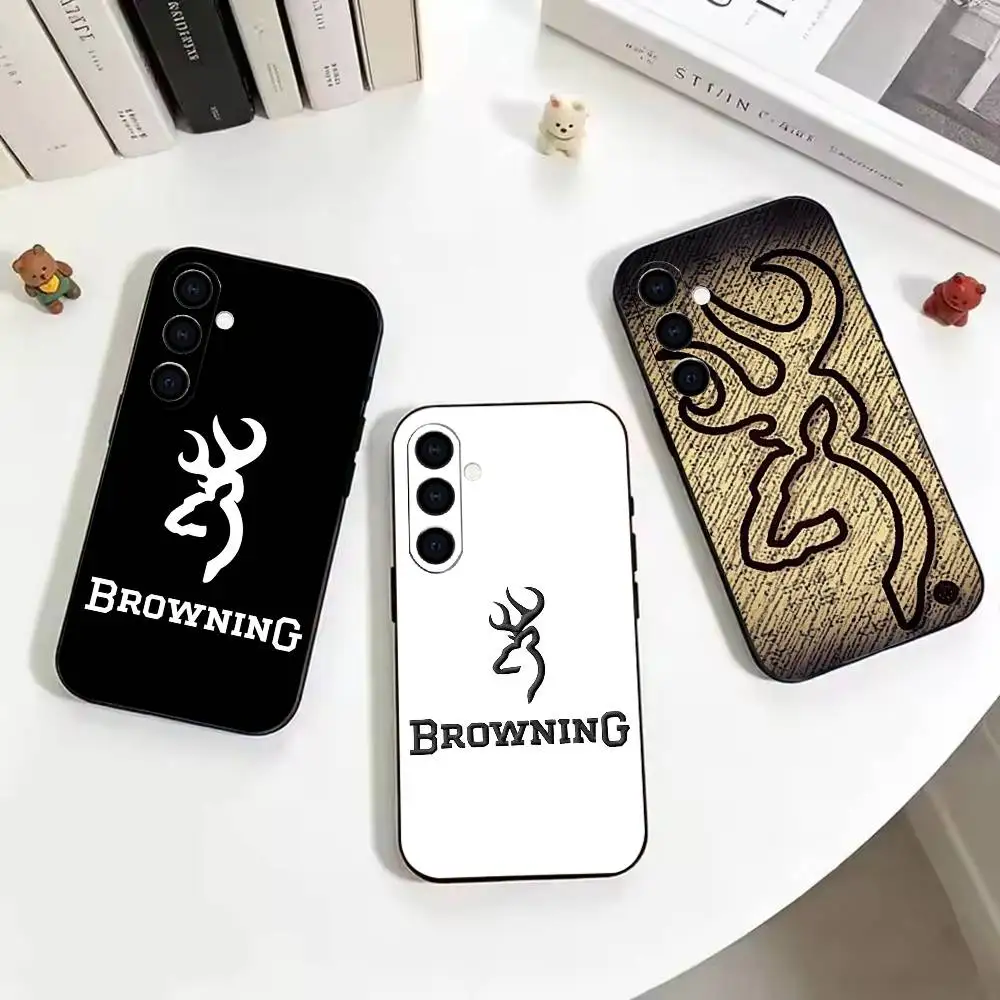 B-Browning pattern  Phone Case For Samsung Galaxy A73, A72,A70,A53,A52,A51,Soft Silicone Black Cover