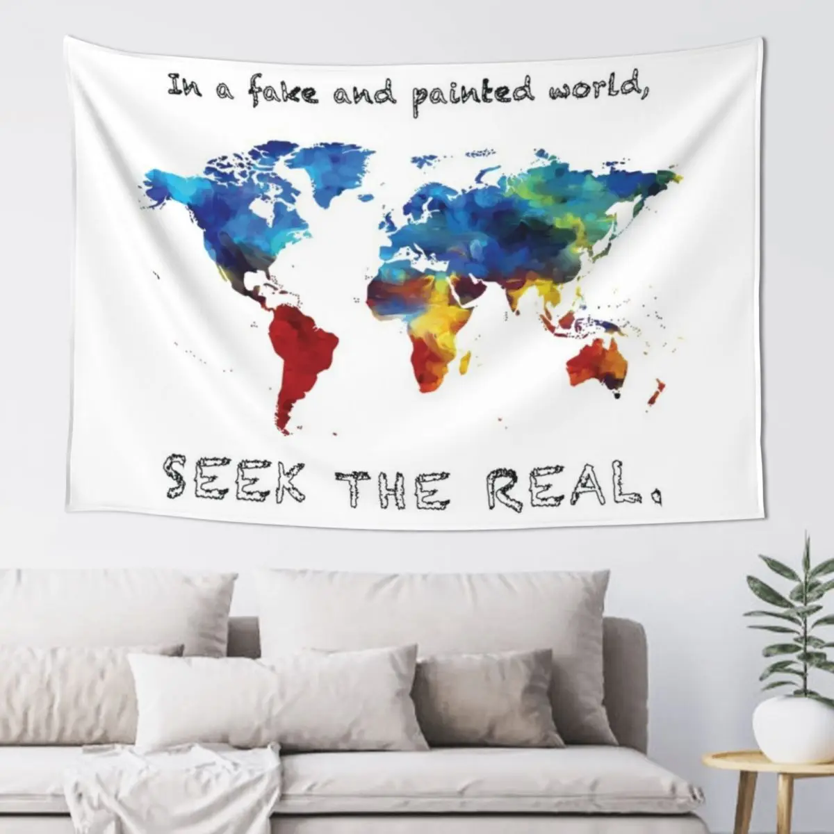 

Seek the Real Map -- Watsky Tapestry Decoration Bedroom Aesthetic Room Decor Nordic Home Decor Wall Hanging Decor Tapestry