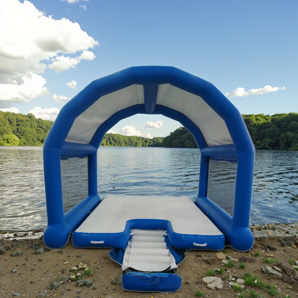 Luxurious Canopy Lake Floating Party Platform Float Airtight Deck Commercial Inflatable Water Floating Tent