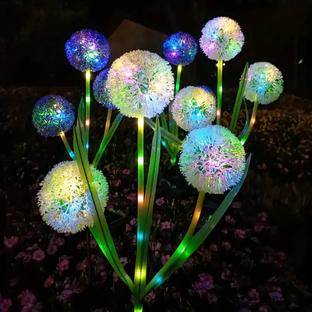 Luces solares de diente de león para exteriores, luces LED de bola de cebollino de color, luces de césped, para jardín, patio, pasarela, decoración de césped