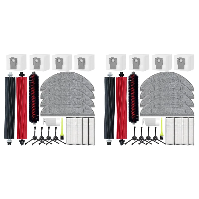 A44T 2Set ل Roborock S8 Pro الترا جهاز آلي لتنظيف الأتربة فرشاة جانبية رئيسية فلتر HEPA ممسحة القماش أكياس الغبار الملحقات