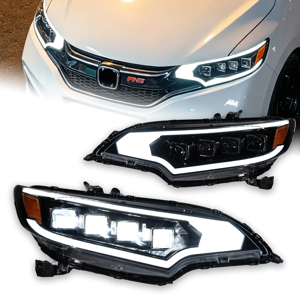 Car Lights For Honda Fit Headlight Projector Lens 2014-2020 Jazz Dynamic Signal Head Lamp LED Headlights Drl Automotive Parts