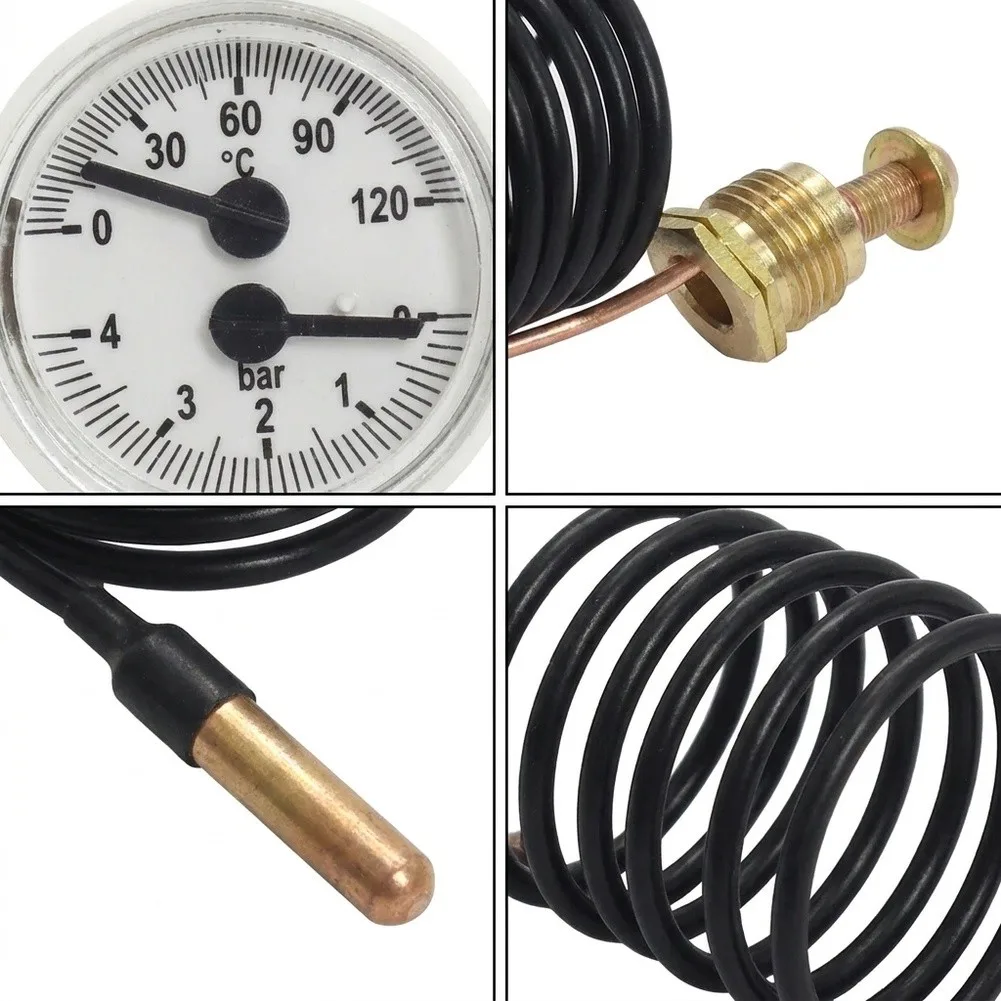 HVAC Temperature Gauge Boiler Pressure Gauge For Home Heating Maintenance 55*40mm for g1 4 Wall-mounted Boiler Pressure Solution