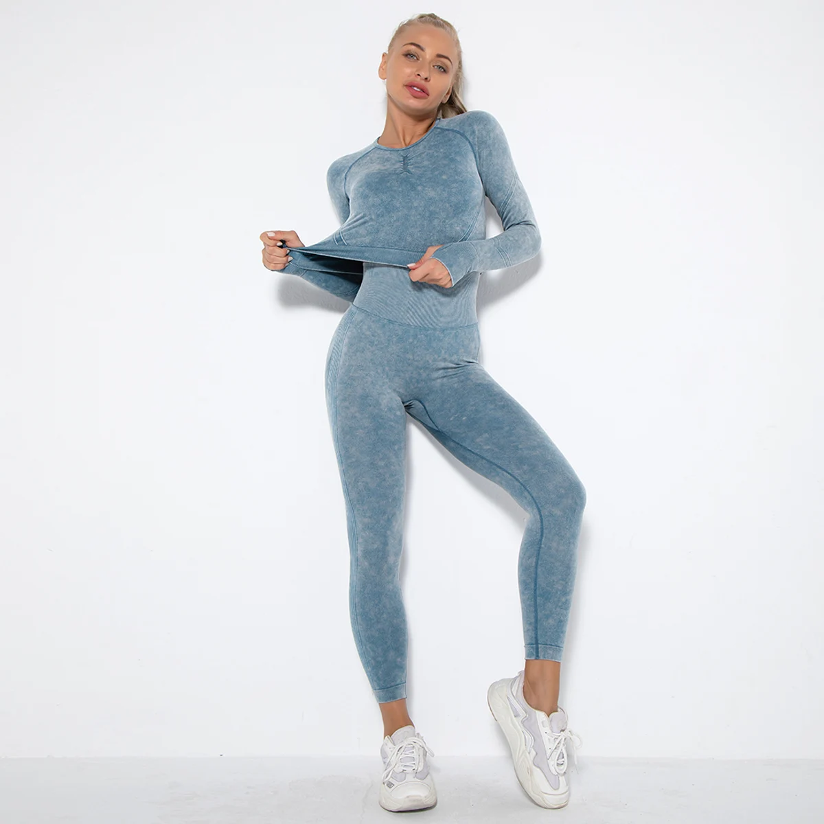 Seamless Women Yoga Set Cropped Top Gym Set Fintess Clothing Push Up Leggings Sport Wear Women Tracksuit Tie Dye Sports Suit