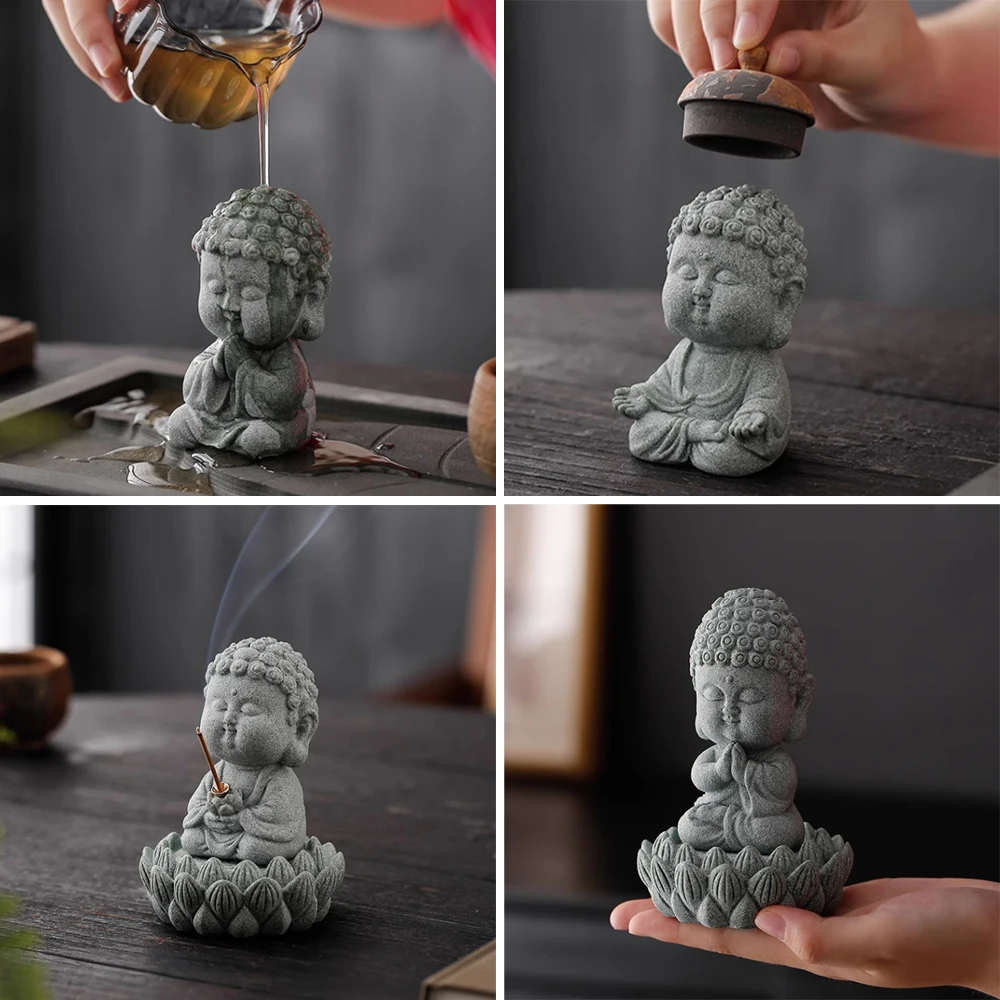 

DIY Buddha Concrete Incense Insert Silicone Mold Creative small Buddha Tabletop Home Decoration Cement Plaster Silicone Molds