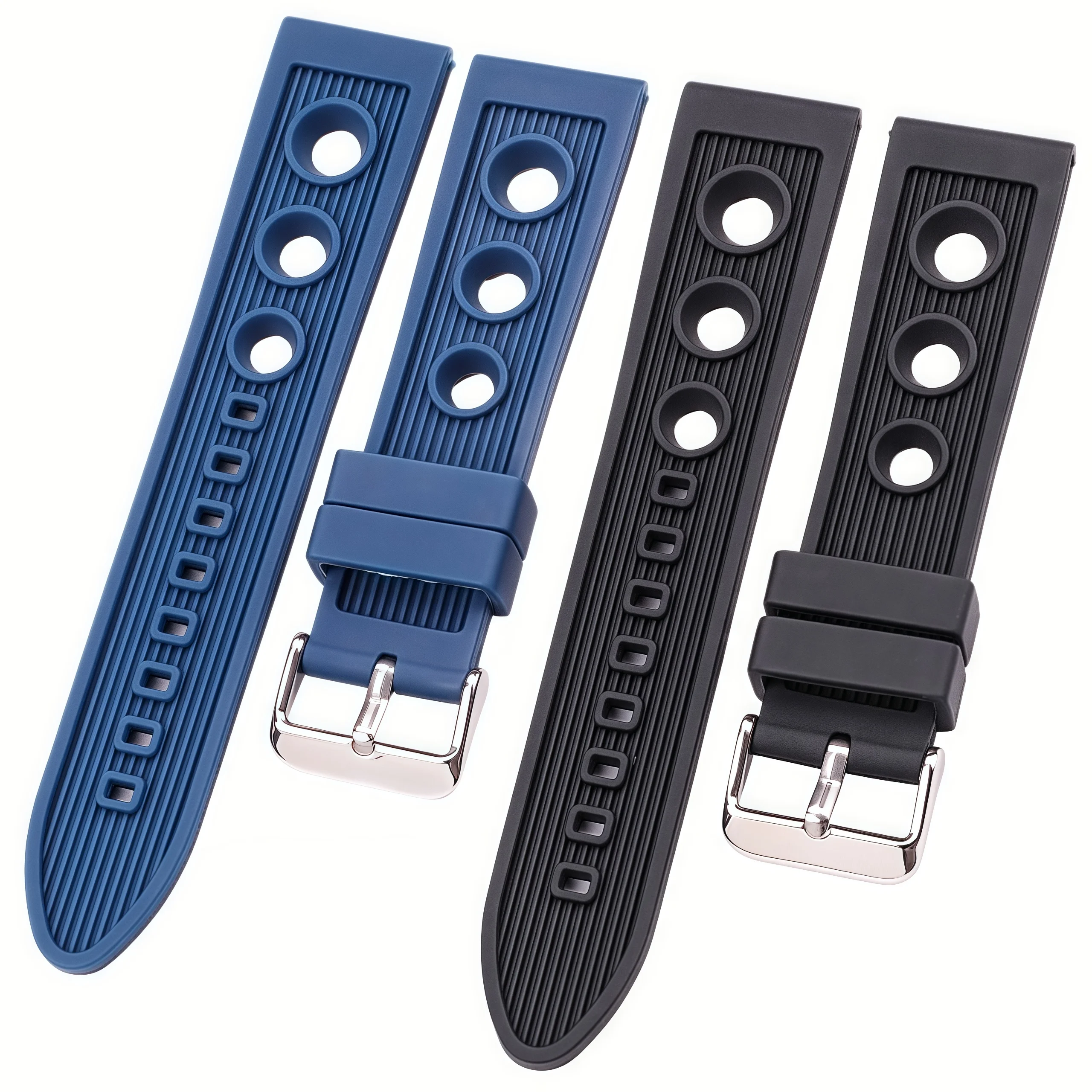 22mm Rubber Watchbands Men Women Waterproof Swimming Smart Watch Band Black Blue Soft Strap