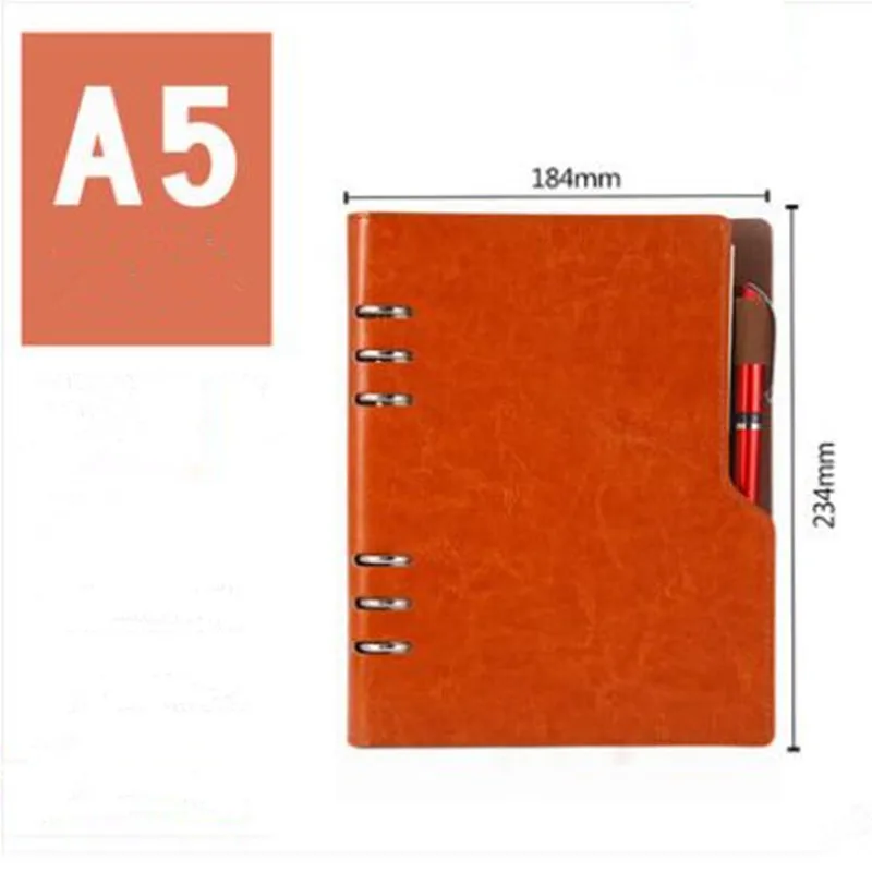 

2020 New A5 B5 Leather Detachable Loose-leaf Notebook Hard Cover Clip Personal Diary Binder Organizer For Stationery With Pen