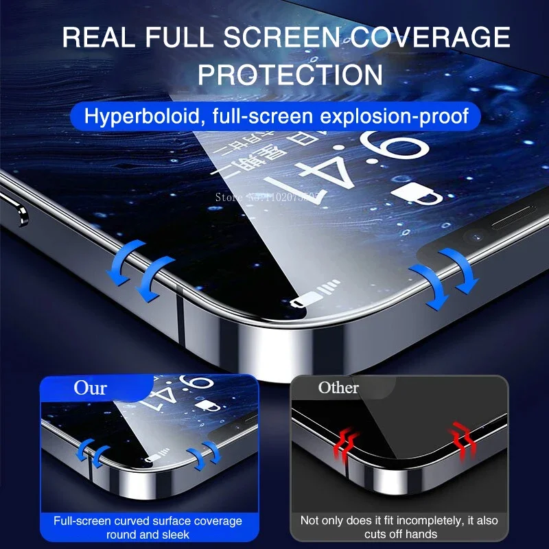 4 Piezas Vidrio Templado 9D de Cobertura Completa para iPhone 17 16 15 14 Pro Max 16 15 Plus Protector de Pantalla para iPhone 13 12 11 Pro X XR XS Max 2
