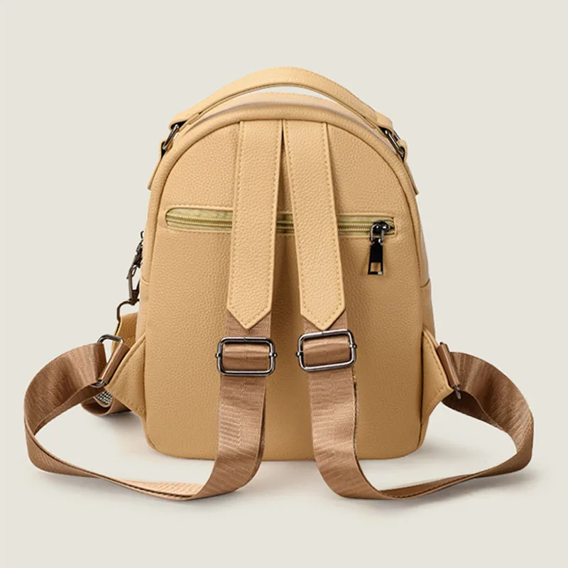 Mochila portátil para mujer, Bolso pequeño de cuero PU con cremallera, monedero, mini mochila para mujer, moda coreana