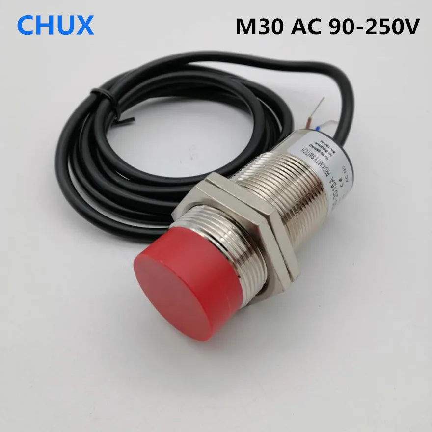 CHUX 30mm Inductive Proximity Switch Ac 220v No Nc Metal Case Non-flush Type 15mm Detection Sensor