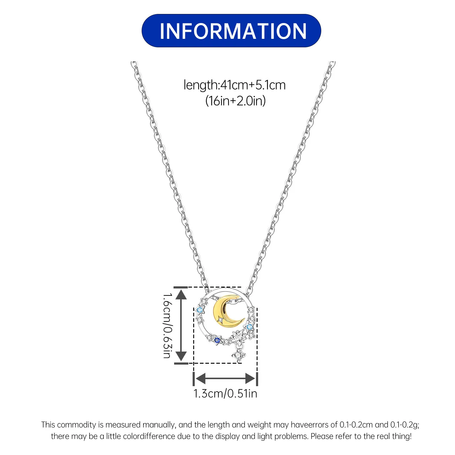 Orstarry S925 Sterling Silber Stern Blauer Mond Sonne Halskette für Frauen Geburtstag Originelle Geschenke Mode Feiner Schmuck – Detail 23