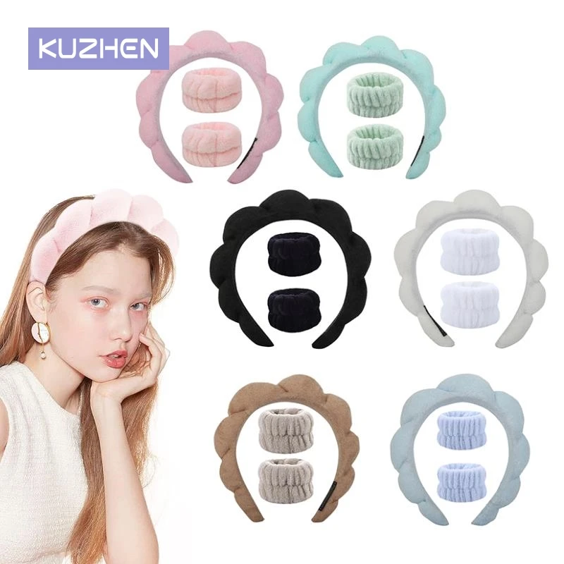 Puffy Sponge Makeup Headband para Mulheres e Meninas, Spa Head Bands, Washing Face, Skincare Yoga Máscara Facial, Sports Hairbands, Headwear