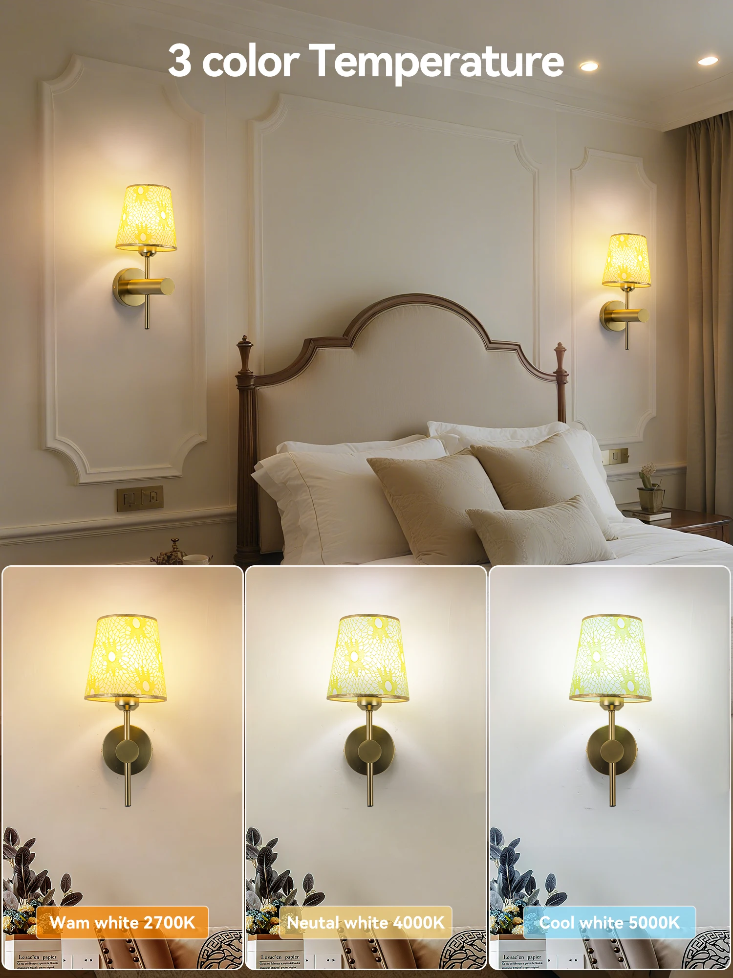 Настенный светильник с батарейным питанием, перезаряжаемый беспроводной настенный светильник, регулируемая яркость 12 RGB и 3Cct, настенный светильник с пультом дистанционного управления, для спальни, гостиной, коридора