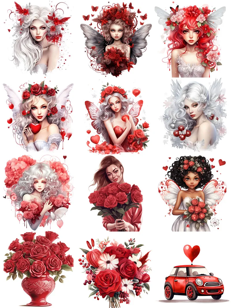 Adesivos decorativos para Artesanato e Scrapbooking, Papelaria DIY, Red Love Rose Elf Etiqueta, Livro de brinquedos infantis