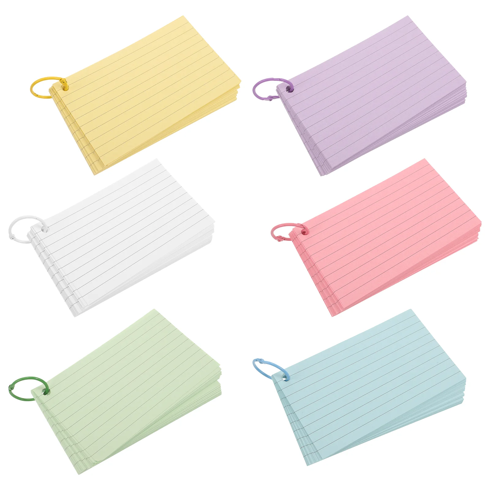 Tarjetas de índice de colores, tarjetas de estudio para estudiar, perforadas, portátiles, con agujero en blanco