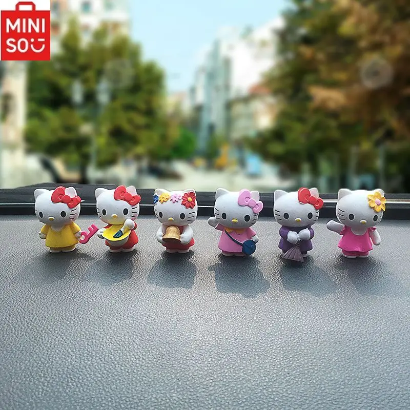 HelloKitty Car Cartoon DIY Combination Center Console Ornaments Kawaii Cat Glasses Full Set of Ladies Car Interior Ornaments