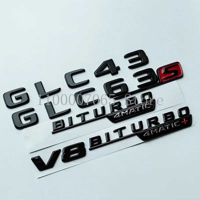 2017 Glossy Black Letters GLC43 GLC63 GLC63S V8 Biturbo 4matic+ Emblem for Car Fender Trunk X253 Logo Sticker