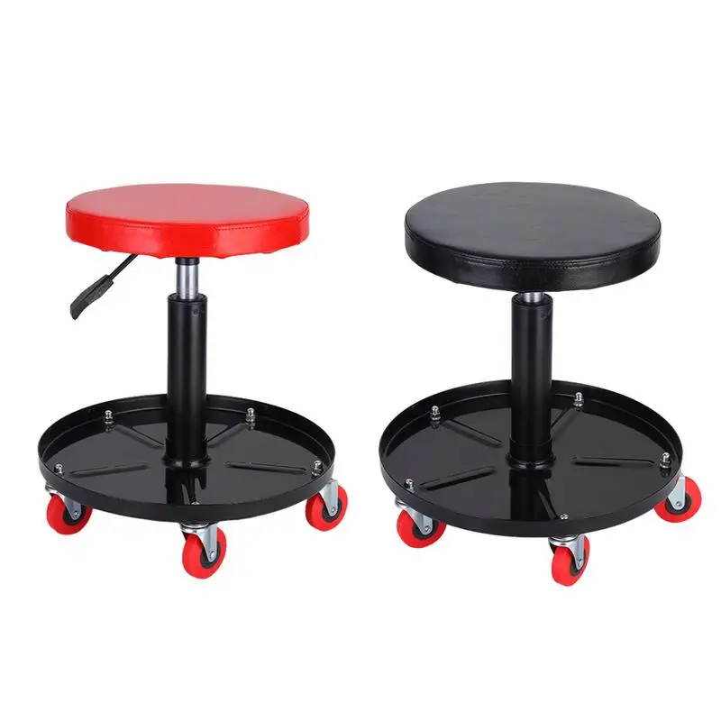 5 Wheels Car Repair Stool Auto Repair Tool Bench Adjustable Liftable Rolling Round Workshop Repair Seat For Mechanic Repair