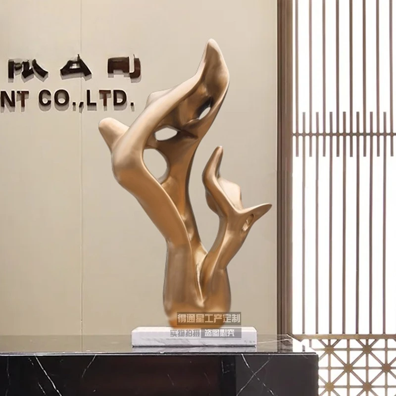 Home Entrance Modern Simple Abstract Sales Department Front Desk Living Room Stainless Steel Metal Sculpture Soft Decoration Hot