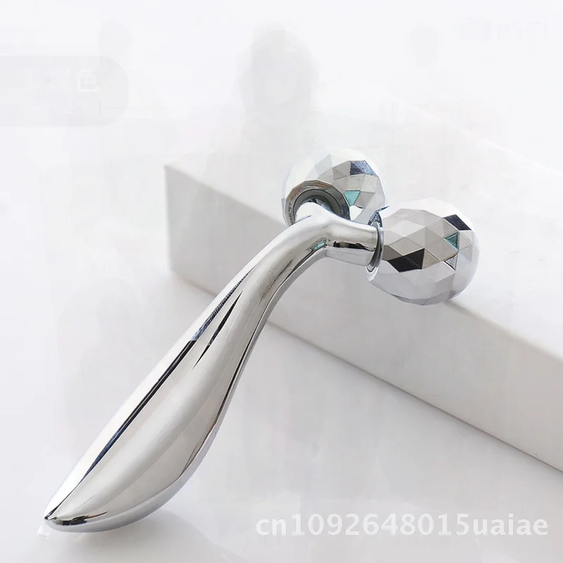 Masażer 3D do twarzy, liftingujący i ujędrniający, roller do masażu twarzy w kształcie litery V, srebrny/czarny metalowy roller do modelowania twarzy.